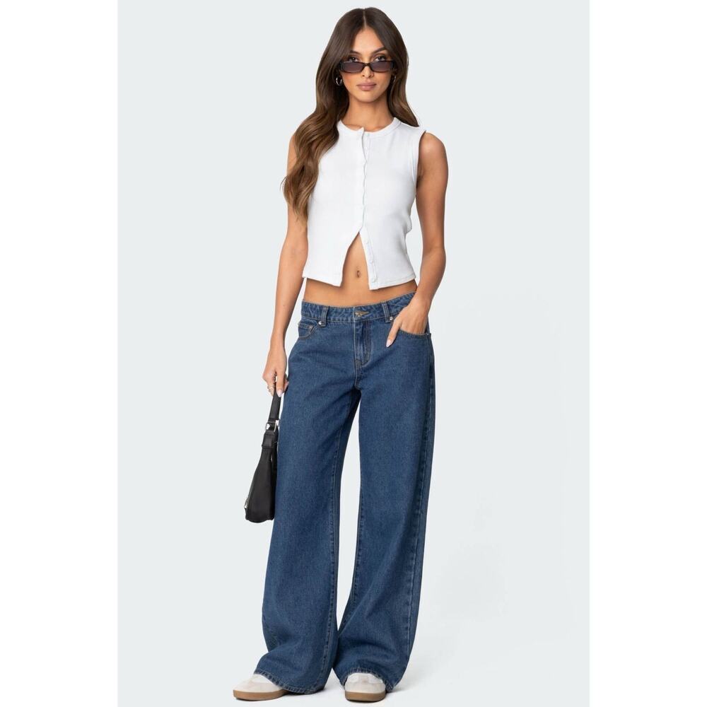 NWT Edikted Raelynn Washed Low Rise Baggy Jeans Sz Large